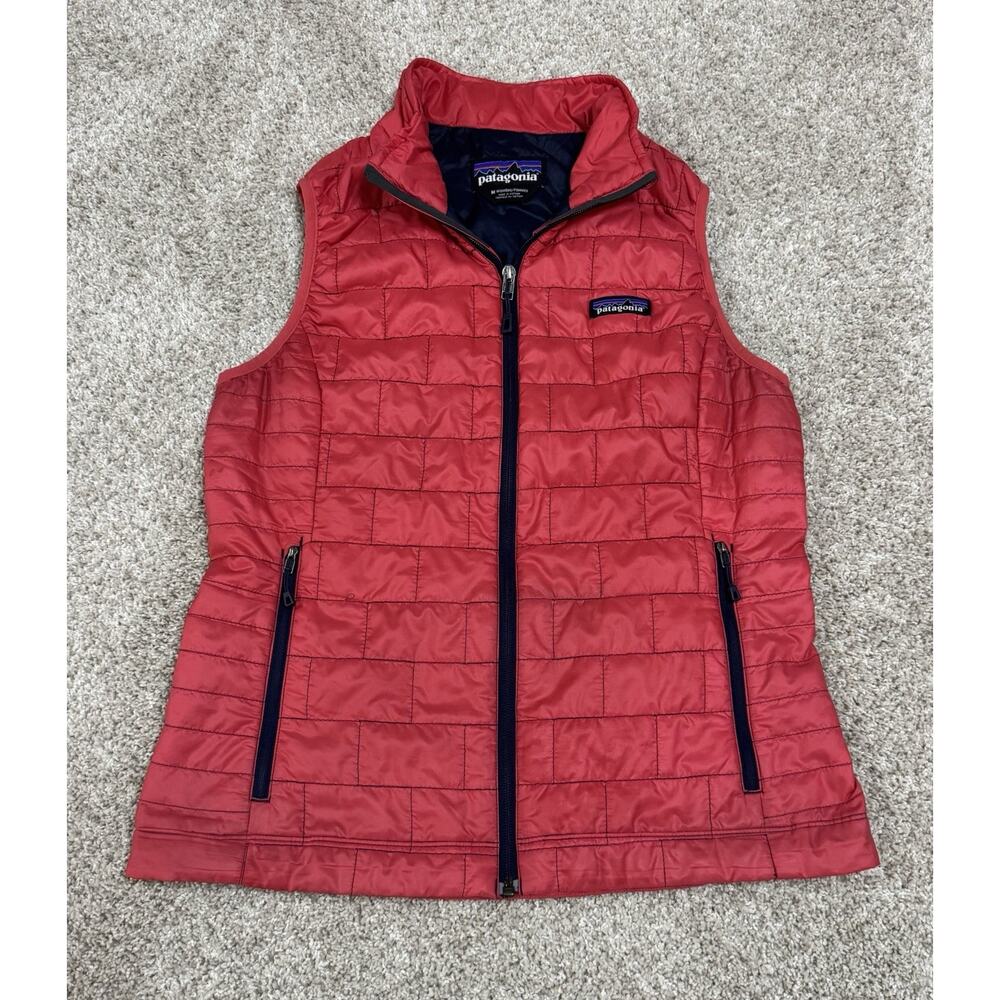 Patagonia Nano Puff Vest Red Primaloft Insulated Full Zip Packable Women’s Sz M - Picture 3 of 11